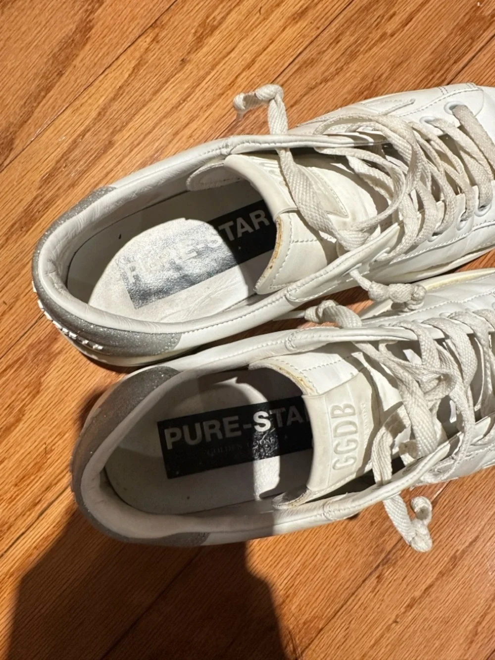 golden goose purestar glittery silver heel tab size 10 sneakers - Picture 2 of 12